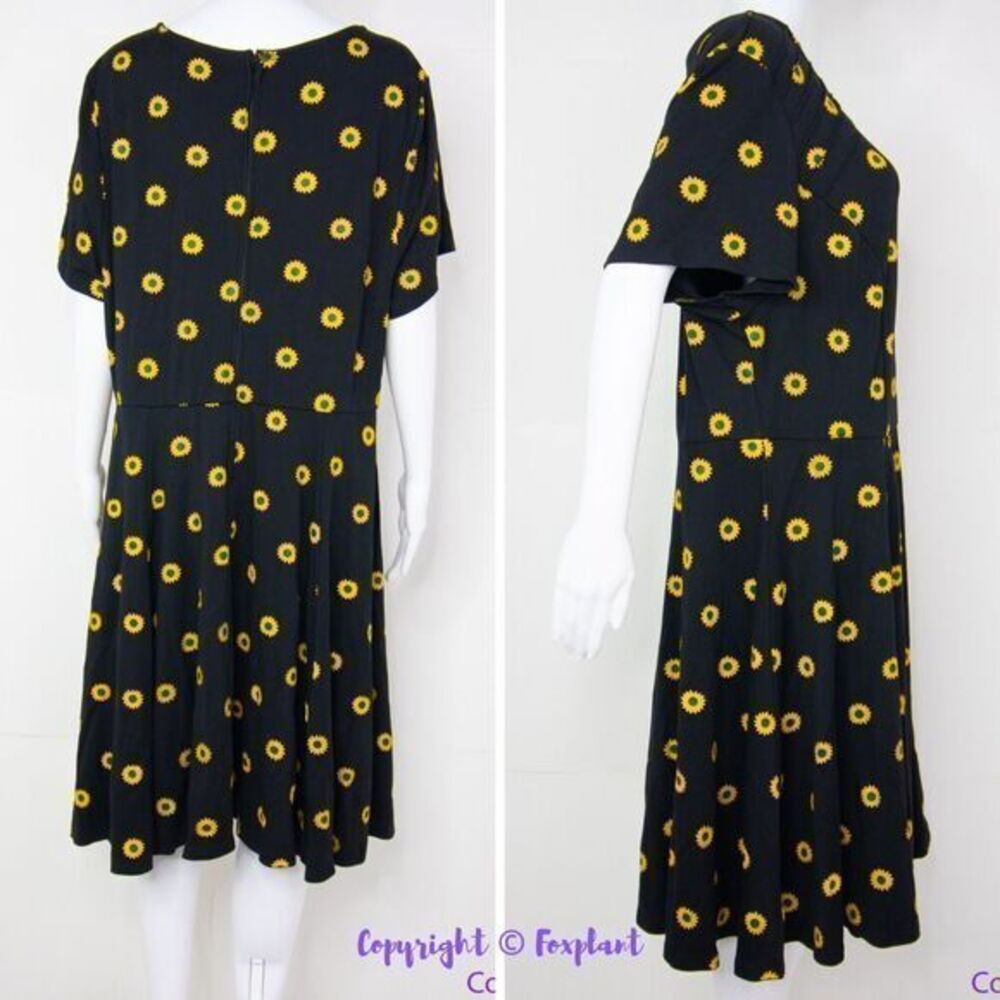 Unique Vintage X GB Gwynnie Bee Sunflower Black Dress, L - Picture 5 of 16